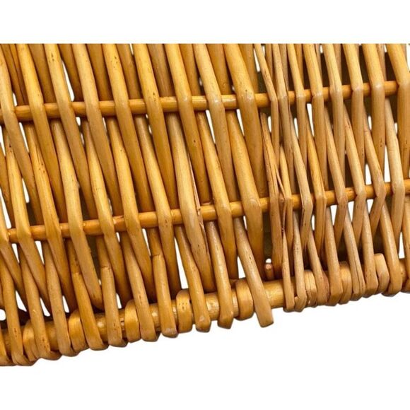 Medium Wicker Pet Carrier Plaid Lining Cat Dog Travel Vacation Luggage - Picture 12 of 16